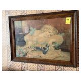 ANTIQUE PRINT "TEA PARTY" 25"x19"