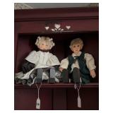 2 WOODEN DOLLS W/CLOTHING