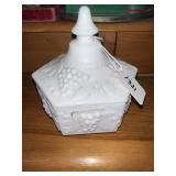 MILK GLASS COVERED DRESSER BOX