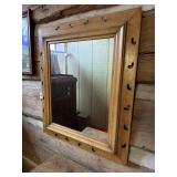 PRIMITIVE WOOD FRAMED WALL MIRROR &....