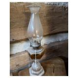 ANTIQUE OIL LAMP W/ CHIMNEY