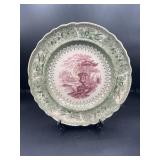 10.5" GREEN & WHITE IRONSTONE DINNER PLATE