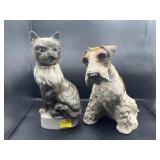 SIAMESE CAT JIM BEAM BOTTLE, TERRIER DOG STATUE...