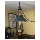 BRASS CONVERTED HANGING LAMP *WORKS*