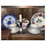 2 STONEWARE PLATES, BOWL W/ MATCHBOOKS