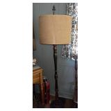 WOODEN 2 LIGHT FLOOR LAMP W/ SHADE