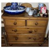 ANTIQUE PRIMITIVE PINE 4 DRAWER CHEST