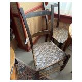 4x ANTIQUE PRIMITIVE WOVEN SEAT COUNTRY CHAIRS
