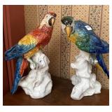 PAIR OF 16" CERAMIC PARROT STATUE MADE IN ITALY