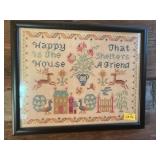 FRAMED EMBROIDERED SAMPLER 15"x10"