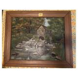 OIL ON CANVAS "OLD MILL" BY B. WOLF FRAMED 24"x20"