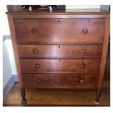 ANTIQUE CHERRY 4 DRAWER CHEST, DOVETAIL DRAWERS