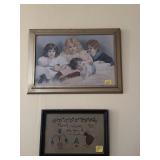 FRAME PRINT OF 4 GIRLS & FRAMED MODESTY SAMPLER