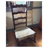 ANTIQUE LADDER BACK ROCKING CHAIR