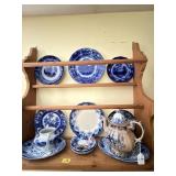 13PC FLOW BLUE STONEWARE **CHIPS/CRACKS**