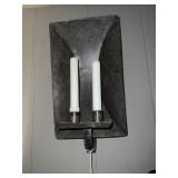 PAIR OF TIN DOUBLE CANDLE WALL SCONCES