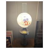 BRASS ELECTRIC TABLE LAMP W/ PAINTED SHADE
