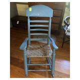 ANTIQUE COUNTRY WOVEN SEAT ROCKER