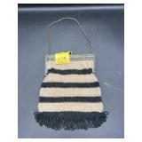 ANTIQUE BEADED STRIPED PURSE