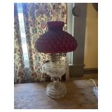 2X BID- LINCOLN DRAPE CONVERTED GLASS OIL LAMP