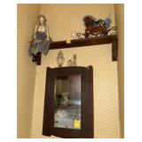 HANGING MIRRORED CABINET, DOLL, ROCKING HORSE...