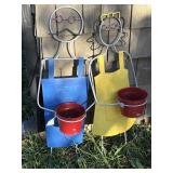 HIS & HERS METAL FLOWER POT HOLDERS