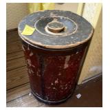 PRIMITIVE WOODEN BUCKET W/ LID & HORSE BIT