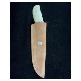 DAMASCUS FIXED BLADE KNIFE W/SHEATH - 8" - DAMASCUS FIXED BLADE KNIFE W/SHEATH - 8" -