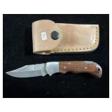 DAMASCUS FOLDING LOCK BLADE KNIFE W/SHEATH DAMASCUS FOLDING LOCK BLADE KNIFE W/SHEATH