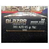 50 ROUNDS BLAZER 380 AUTO AMMUNITION - 50 ROUNDS BLAZER 380 AUTO AMMUNITION -