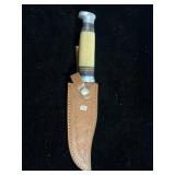 DAMASCUS FIXED BLADE KNIFE W/SHEATH - 11" - DAMASCUS FIXED BLADE KNIFE W/SHEATH - 11" -