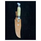DAMASCUS FIXED BLADE KNIFE W/SHEATH - 11 1/2" - DAMASCUS FIXED BLADE KNIFE W/SHEATH - 11 1/2" -