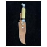 DAMASCUS FIXED BLADE KNIFE W/SHEATH - 11 1/2" - DAMASCUS FIXED BLADE KNIFE W/SHEATH - 11 1/2" -