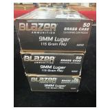 150 ROUNDS BLAZER 9 MM LUGER AMMUNITION - 150 ROUNDS BLAZER 9 MM LUGER AMMUNITION -