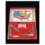 WHITE TAIL CUTLERY 2 KNIFE SET IN COLLECTOR BOX WHITE TAIL CUTLERY 2 KNIFE SET IN COLLECTOR BOX