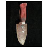 DAMASCUS FIXED BLADE KNIFE W/SHEATH - 9" - DAMASCUS FIXED BLADE KNIFE W/SHEATH - 9" -