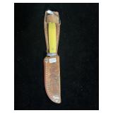 QUEEN STEEL YELLOW FIXED BLADE PATCH KNIFE WITH QUEEN STEEL YELLOW FIXED BLADE PATCH KNIFE WITH