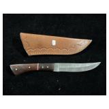 DAMASCUS FIXED BLADE KNIFE W/SHEATH - 9" - DAMASCUS FIXED BLADE KNIFE W/SHEATH - 9" -