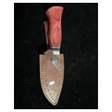 DAMASCUS FIXED BLADE KNIFE W/SHEATH - 9" - DAMASCUS FIXED BLADE KNIFE W/SHEATH - 9" -
