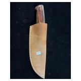 DAMASCUS FIXED BLADE KNIFE W/SHEATH - 8" - DAMASCUS FIXED BLADE KNIFE W/SHEATH - 8" -