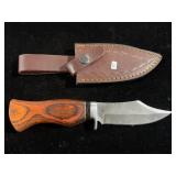 DAMASCUS FIXED BLADE KNIFE W/SHEATH - 9" - DAMASCUS FIXED BLADE KNIFE W/SHEATH - 9" -