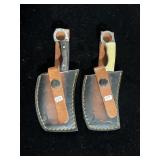 (2) CLEVER STYLE DAMASCUS BLADE KNIVES - 6" - (2) CLEVER STYLE DAMASCUS BLADE KNIVES - 6" -