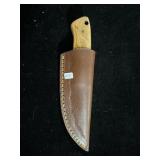 DAMASCUS FIXED BLADE KNIFE W/SHEATH - 6 3/4" - DAMASCUS FIXED BLADE KNIFE W/SHEATH - 6 3/4" -