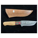 DAMASCUS FIXED BLADE KNIFE W/SHEATH - 8 3/4" - DAMASCUS FIXED BLADE KNIFE W/SHEATH - 8 3/4" -