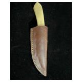 DAMASCUS FIXED BLADE KNIFE W/SHEATH - 8" - DAMASCUS FIXED BLADE KNIFE W/SHEATH - 8" -