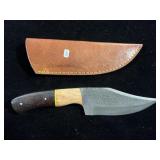 DAMASCUS FIXED BLADE KNIFE W/SHEATH - 9 1/4" - DAMASCUS FIXED BLADE KNIFE W/SHEATH - 9 1/4" -