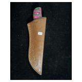 DAMASCUS FIXED BLADE KNIFE W/SHEATH - 8" - DAMASCUS FIXED BLADE KNIFE W/SHEATH - 8" -