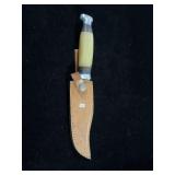DAMASCUS FIXED BLADE KNIFE W/SHEATH - 11 1/2" - DAMASCUS FIXED BLADE KNIFE W/SHEATH - 11 1/2" -