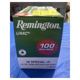 100 ROUNDS REMINGTON .38 SPL +P AMMO