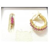 10K GOLD AND RED STONE EARRINGS